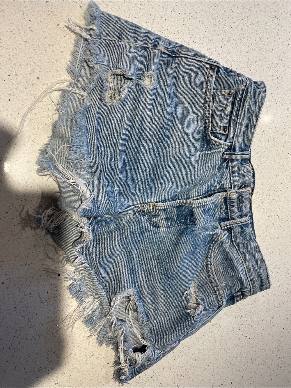 Grlfrnd Denim distressed Light Blue Denim Cutoff Shorts - Women